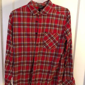 Quiksilver Men's red flannel button down medium